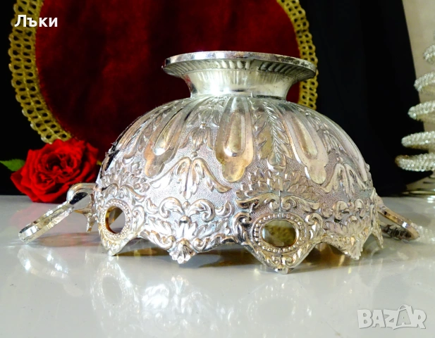 Посребрена фруктиера Enesco,пиедестал,орнаменти. , снимка 4 - Антикварни и старинни предмети - 54962803