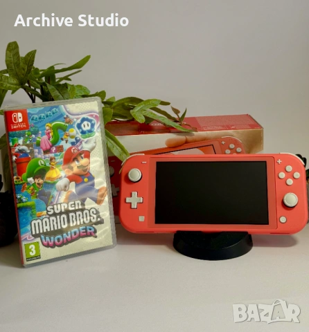 Nintendo Switch Lite Coral (Корал/Розов) + Super Mario Bros. Wonder | КАТО НОВО!