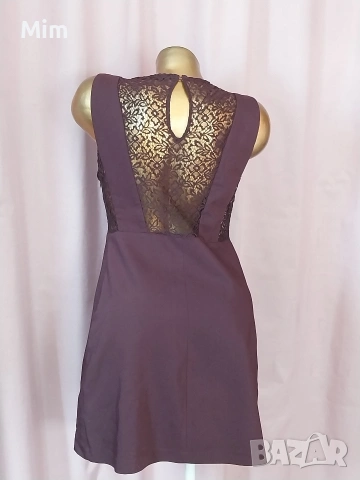 ZARA M/ L Тъмно бордо къса рокля, снимка 4 - Рокли - 54733253
