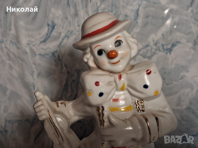 Стара Порцеланова Фигура Клоун със Забележки, снимка 2 - Антикварни и старинни предмети - 54752966
