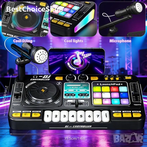 Детски DJ пулт с реалистични звукови ефекти и Bluetoothс, микрофон и динамични светлини, снимка 10 - Други - 54962201