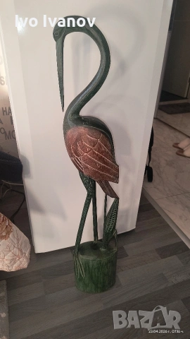 Декоративна дървена фигура щъркел