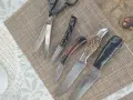 Два ножа стари здрави,две ножчета и шивашка ножица,,чилик,, стомана изработка красива на всички , снимка 2