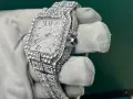 Cartier Santos Iced Мъжки Часовник С Диаманти И Дата Код Chronolux54, снимка 5