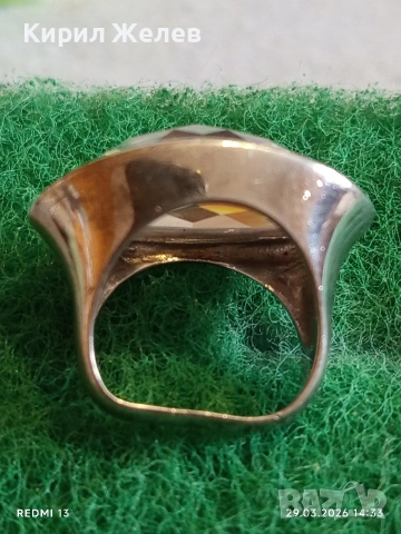 Сребърен пръстен с фасетиран огромен камък Swarovski стил и елегантност 48665, снимка 2 - Пръстени - 54014678