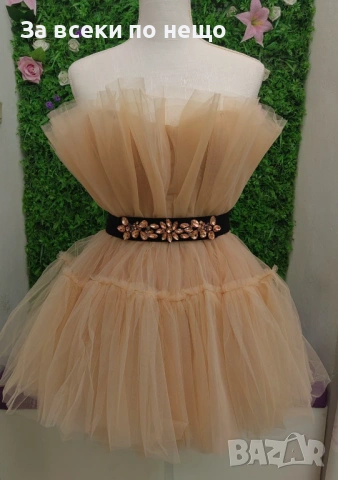 Къса Ефирна Тюлена Рокля Без Презрамки - Различни Цветове  Код Roni33, снимка 5 - Рокли - 54011619