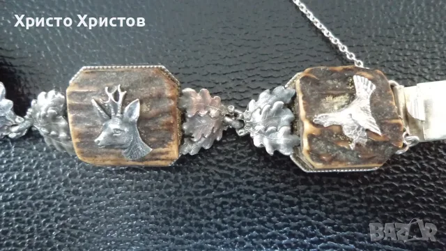 Сребърна грандиозна старинна гривна уникат Бавария, снимка 5 - Гривни - 55682858