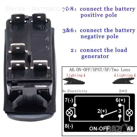 Копче бутон за вграждане за тромба клаксон HORN 12V/24V с червена LED подсветка, 5 пина, ON/OFF, снимка 6 - Аксесоари и консумативи - 55559744