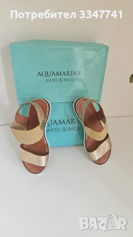 Златисти кожени сандали Aquamarin , снимка 2 - Сандали - 55174368
