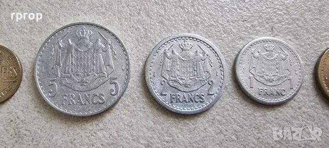 Монако. 1, 2, 5, 10 франка. 1943 - 1951 година. 5 бройки., снимка 4 - Нумизматика и бонистика - 55525764
