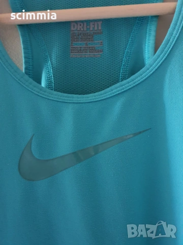 Nike Dri-FIT дамски потник размер M синьо-зелен спортен топ, снимка 4 - Спортни екипи - 54634416