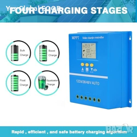 MPPT соларен контролер 100A 12-48V с LCD и USB, снимка 3 - Друга електроника - 55016861
