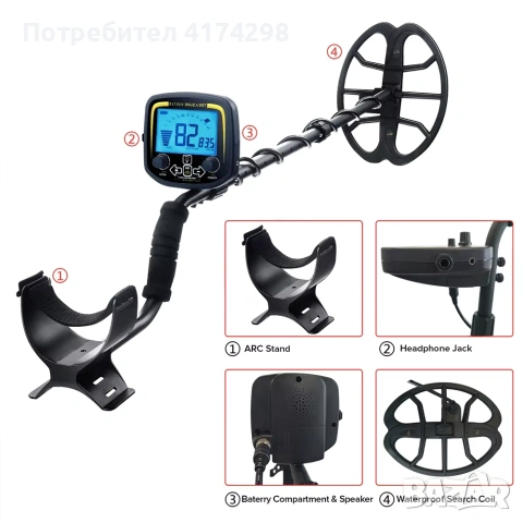 Treasure Hunter GX850 11-инчов бобина Металодетектор 850 Професионален подземен водоустойчив златоде, снимка 3 - Друга електроника - 55034600