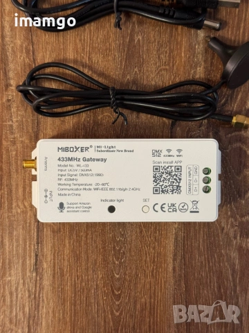 MiBoxer WL-433 – Смарт Gateway 433MHz с LoRa технология и DMX512 поддръжка, снимка 2 - Мрежови адаптери - 54038550
