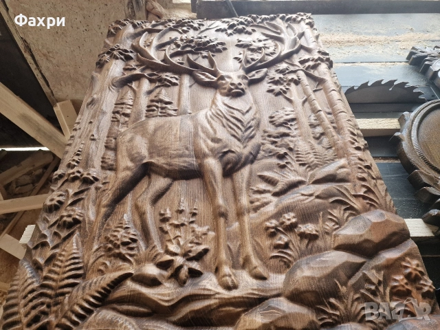 Пано Ловна дърворезба Елен в гората, снимка 2 - Декорация за дома - 54010433