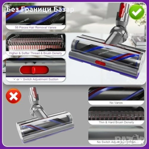 Нова Резервна Глава за Dyson V7 V8 V10 V11 V15 анти заплитане 100W, снимка 7 - Прахосмукачки - 53965776