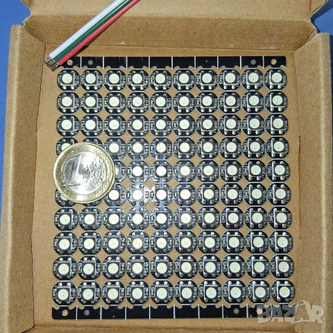 WS2812 B RGB-IC LED панел, 10x10 100 светодиода , снимка 2 - Лед осветление - 54660691