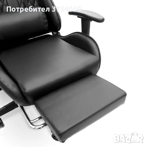 Геймърски стол с прибираща се подложка за крака и функция за масаж - черен, снимка 9 - Столове - 55185032