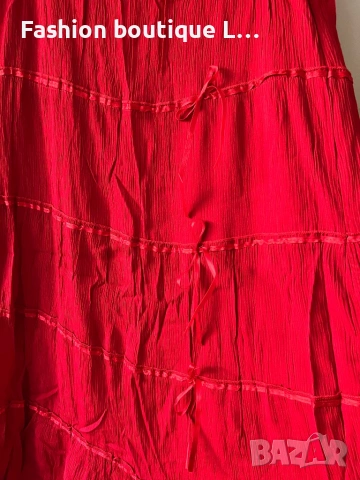 Нова широка червена пола с панделки ❤️ Налични размери L , XL , XXL ❤️, снимка 2 - Поли - 54702430