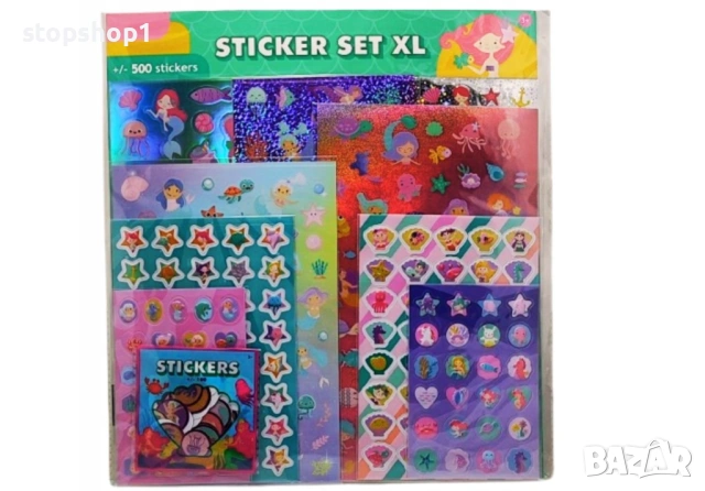 Комплект стикери „Русалка“ – 500+ елемента, творческо забавление за деца, голям размер