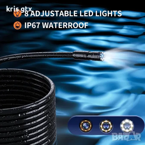 Индустриална ендоскопска камера 8mm дължина 15m IP67 4.3in Screen 8 LEDs Waterproof, снимка 14 - Аксесоари и консумативи - 55480320