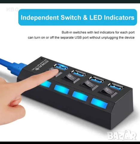100% Чисто нов и високоскоростен USB-Hub3.0 дължина на кабела 0.50м, снимка 2 - USB Flash памети - 55683955