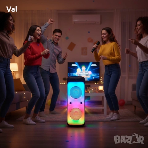 Караоке тонколона – 40W, Bluetooth, с микрофон и дистанционно управление, снимка 5 - Тонколони - 54826191