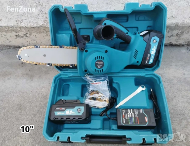 Акумулаторна резачка за дърва с маслен филтър,2х36V 10Ah,с акумулаторен верижен трион с двойна батер, снимка 2 - Градинска техника - 54050245