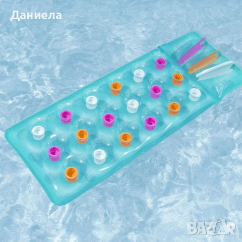 Надуваем плажен дюшек 188x71 см - Вградена възглавница и цветни джобове, снимка 6 - Други стоки за дома - 54957804