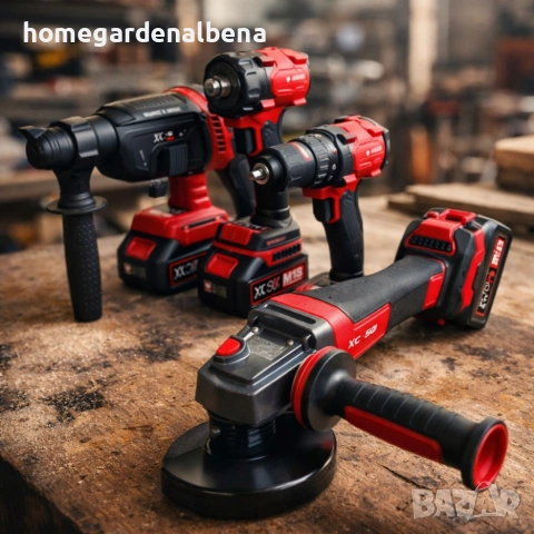 Комплект 4 в 1 акумулаторен перфоратор, гайковерт, винтоверт и ъглошлайф 36V 8Ah, снимка 2 - Винтоверти - 54118462