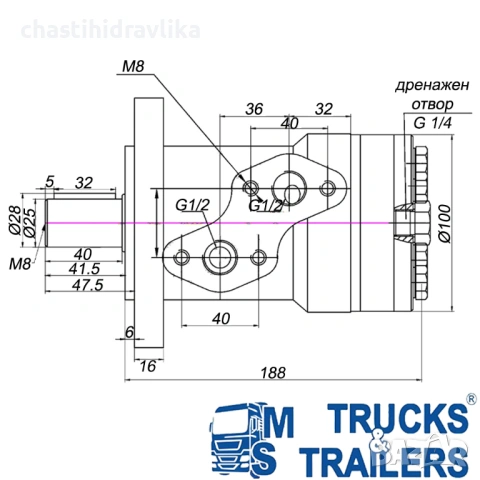 Орбитален хидромотор PRESKO BM2 315cm3 BMR OMR SMR, снимка 4 - Части - 54037915