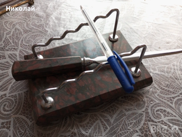 Нож за писма и поставка за химикали, снимка 2 - Антикварни и старинни предмети - 54225981