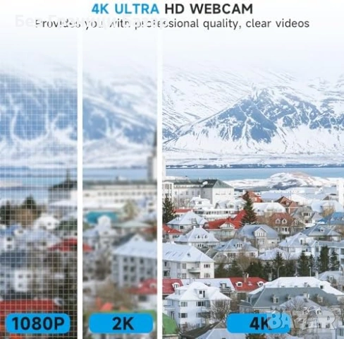 Нова Уеб камера AOC 4K с микрофон шумопотискане и Privacy Cover за PC лаптоп компютър, снимка 2 - Друга електроника - 54132169