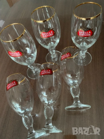 Комплект от 6 чаши за бира с логото на Stella Artois, снимка 5 - Чаши - 54766953