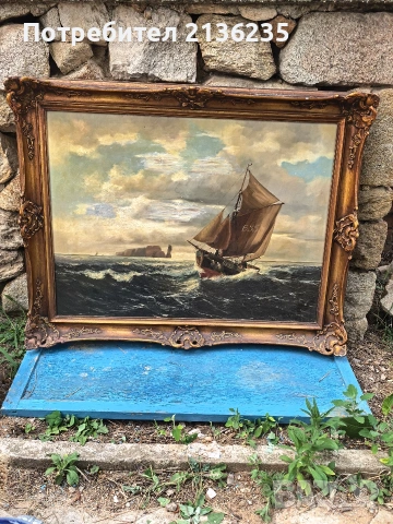 Морски пейзаж, маслена живопис, голяма картина 95 / 75 см, снимка 4 - Картини - 55192473