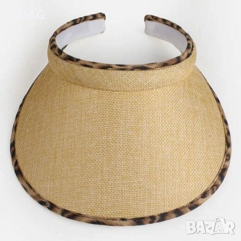 Дамска отворена шапка тип visor екрю с animal print_1261249, снимка 2 - Шапки - 54884051
