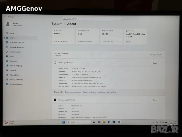 НОВ 14.5’ FHD+IPS  Core Ultra 7-255H  32GB DDR5  Lenovo Thinkpad p14s gen 6  RTX PRO 500 6GB , снимка 9 - Лаптопи за работа - 55339383