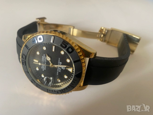 Rolex черно златист механичен автоматичен часовник нов!, снимка 3 - Мъжки - 54637925