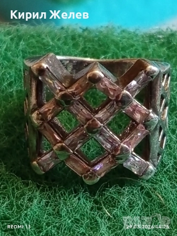 Шармантен Арт Деко сребърен пръстен с РОЗОВ КВАРЦ и БРИЛЯНТ 54212, снимка 8 - Пръстени - 54014552