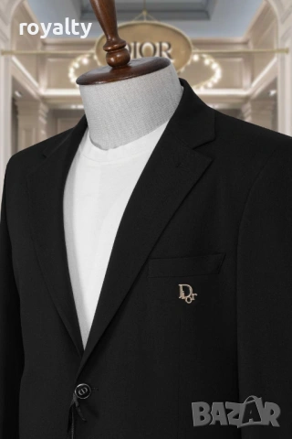 Christian Dior Луксозен Мъжки Черен Костюм Клас Оригинал, снимка 2 - Костюми - 54364759
