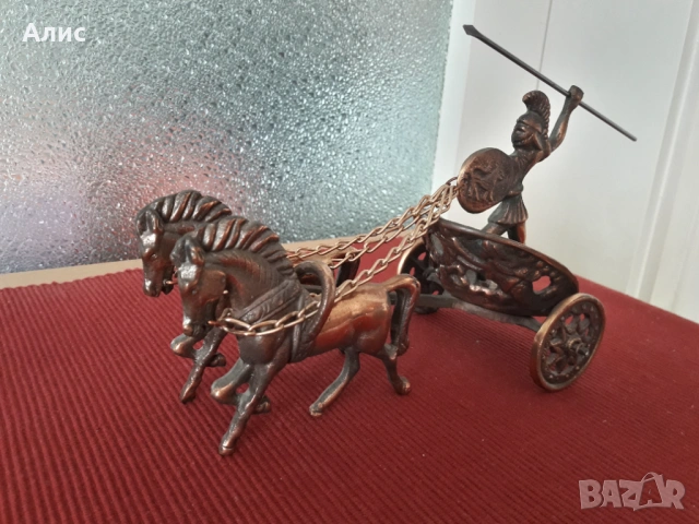 римска колесница от бронз, снимка 7 - Антикварни и старинни предмети - 54714768