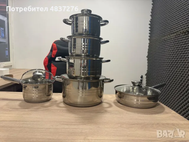 Комплект тенджери 12 части от неръждаема стомана, снимка 8 - Съдове за готвене - 55509853
