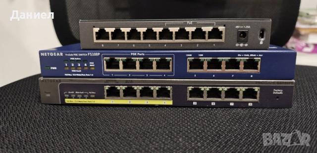 8 портови (4+4 PoE) суичове Netgear и TP-Link, снимка 2 - Суичове - 54315161