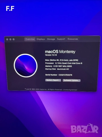 iMac 21.5 late 2015 retina 4k, снимка 5 - За дома - 54823306