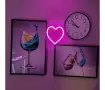 Светеща LED неонова декорация, сърце, Стенен монтаж, 21x20 см, Червена светлина , снимка 3