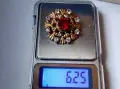 3 Старинни РАЗКОШНИ СЪВЕТСКИ ПОЗЛАТЕНИ БРОШКИ с КАМЪНИ и МАРКИРОВКИ, снимка 12