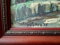 Картина, стари къщи, 1975 г., худ. Б. Грудев (1928-2018), снимка 3