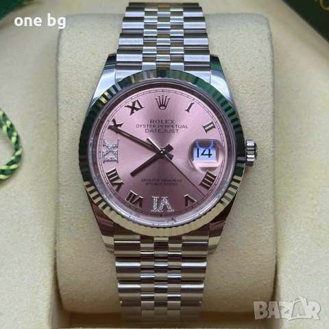 Rolex Datejust Silver Pink Roman Dial Ladies , снимка 3 - Луксозни - 55074216
