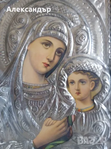 Икона на Света Богородица с Христос, снимка 2 - Антикварни и старинни предмети - 55366416