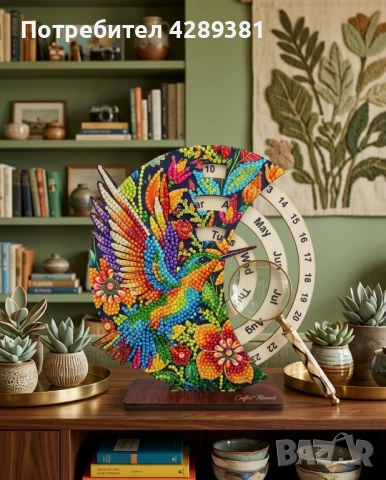 Вечен Календар „Диамантено Колибри“ – Ръчна изработка и стилен дизайн 🌸📅